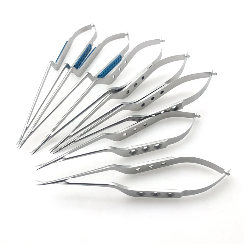 Micro tijeras de neurocirugía, instrumentos microquirúrgicos de acero inoxidable, microtijeras