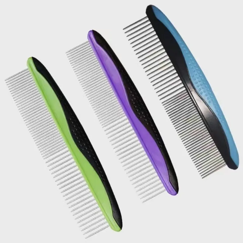 Peine portátil de acero inoxidable para perros, cepillo para perros, peine para perros, nudo de pelo, masaje de apertura, cepillo para gatos, aseo de mascotas, Herramientas de limpieza
