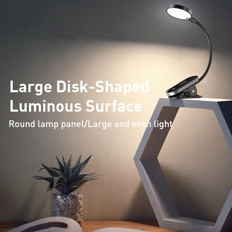 Baseus-Lámpara de mesa con Clip LED, lámpara de escritorio inalámbrica regulable continua, luz de lectura recargable por USB táctil, luz LED nocturna para ordenador portátil