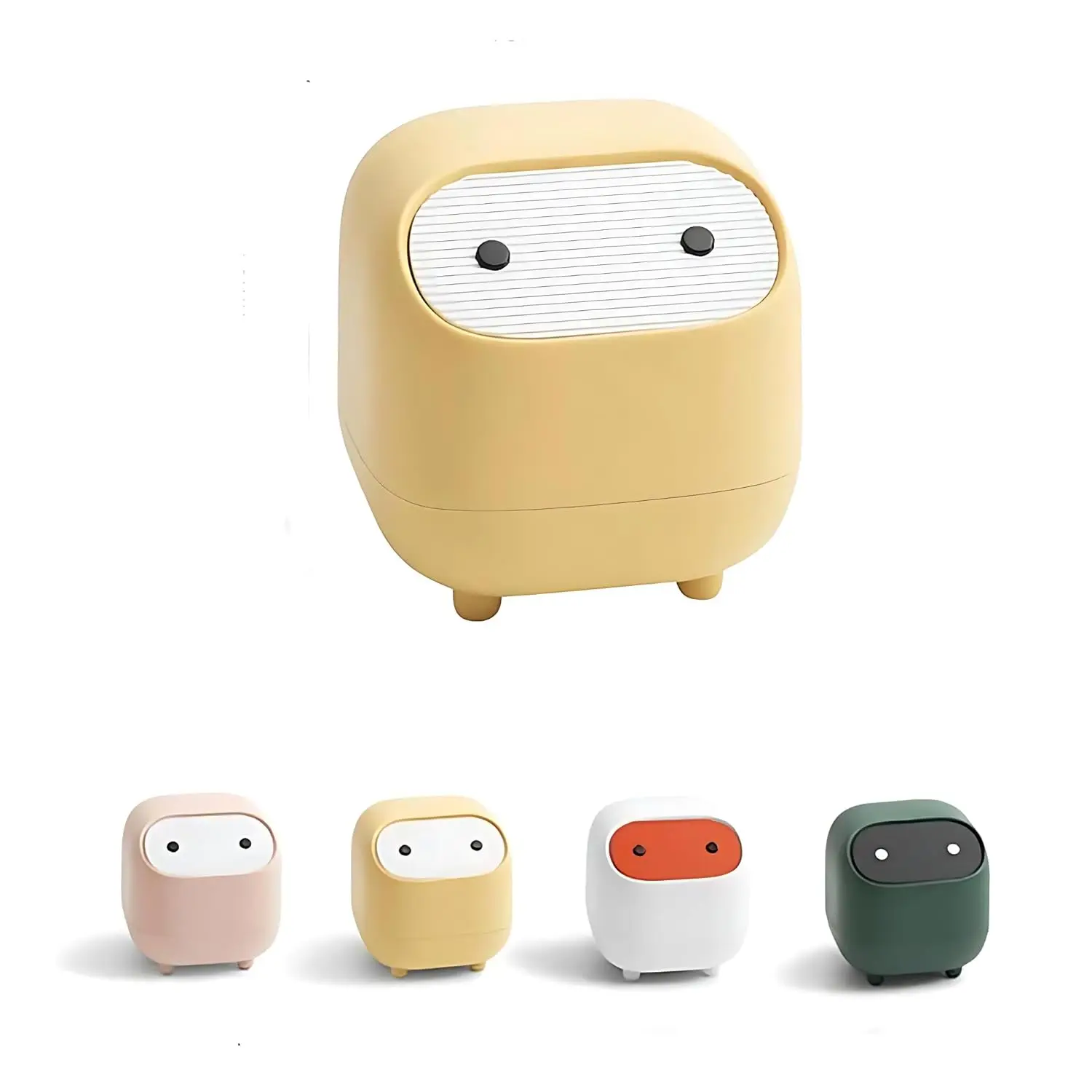 Mini cubo de basura con tapa, lindos botes de basura de escritorio Ninja, cubo de basura pequeño, cubo de basura de plástico para oficina para tocador de baño, escritorio,