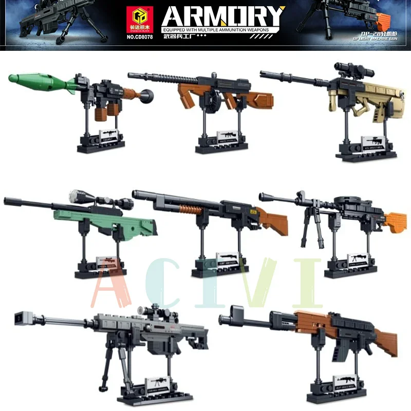 Bloques de Construcción Técnicos, Juguetes de Armas, Modelo de Pistola AK47, Revólver, Subfusil y Francotirador para Niños