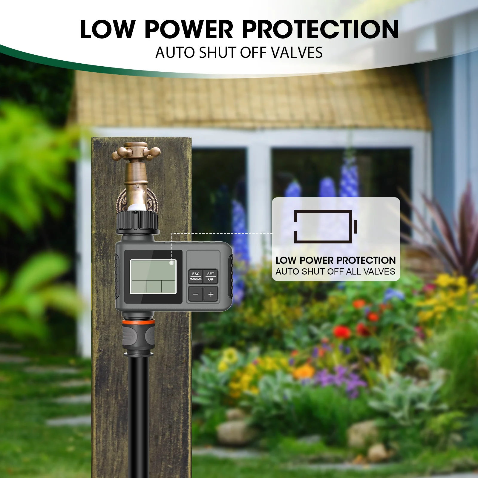 Temporizador de agua automático Insoma, sistema de riego inteligente, temporizador de aspersor, equipo programador de jardín, pantalla LCD IPX7