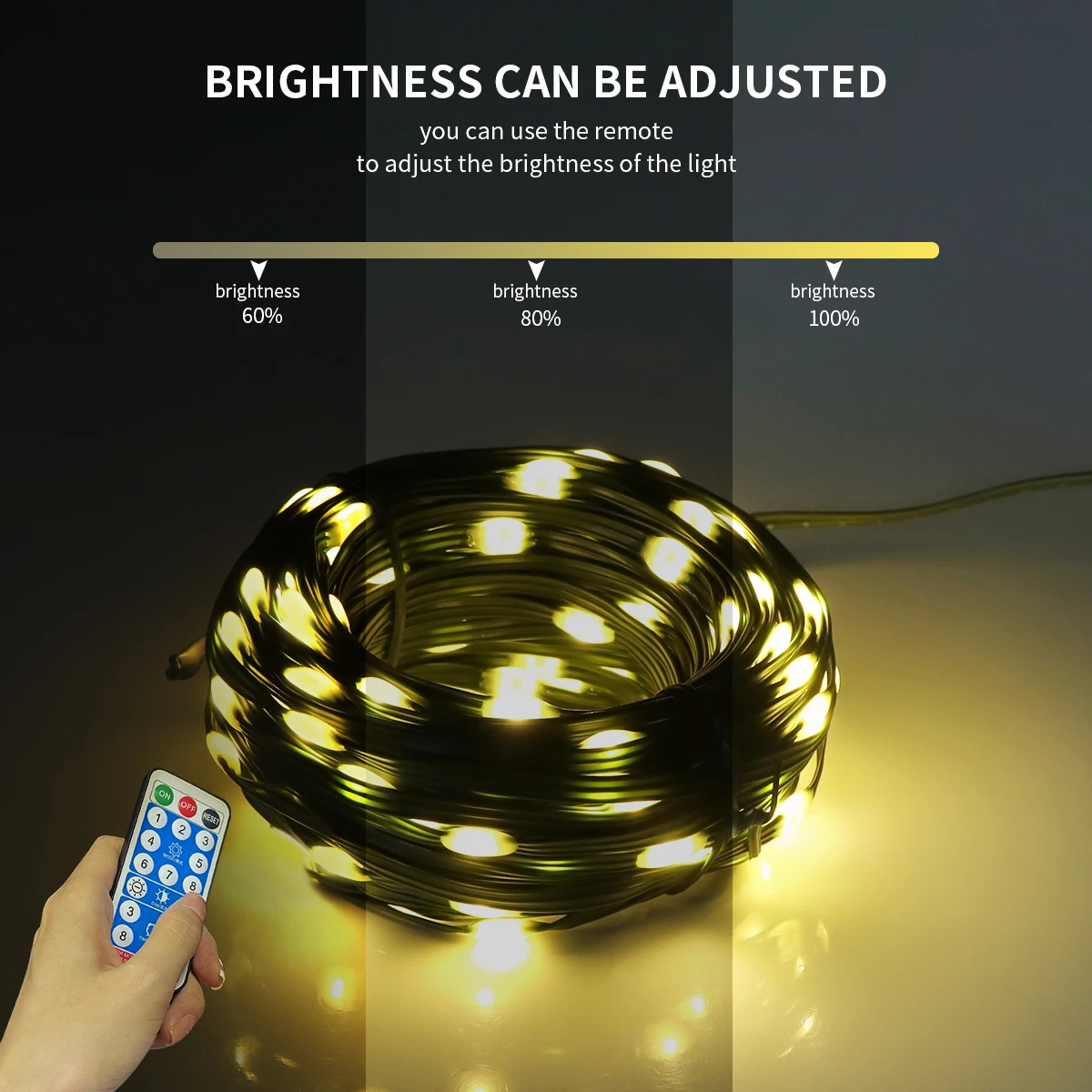 Guirnaldas de luces alimentadas por energía Solar LED de cuero, luces navideñas de 100M, guirnalda impermeable para exteriores, lámpara Solar de alta potencia para decoración de jardín