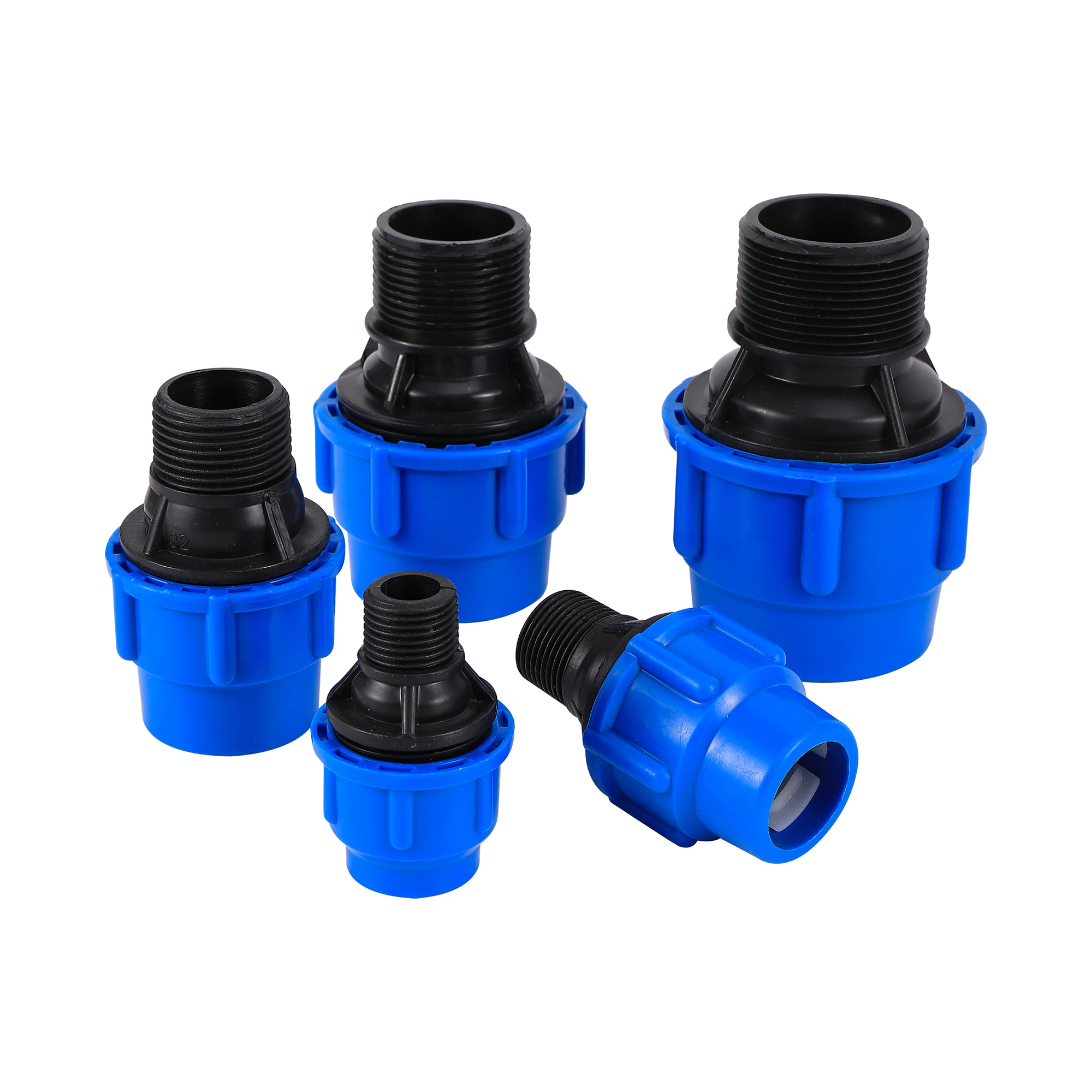 Adaptador de tubo de PVC PE 1/2 "3/4" 1 "1,2" 1,5 "macho a 20/25/32/40/50mm reductor adaptador de tubería de riego de jardín
