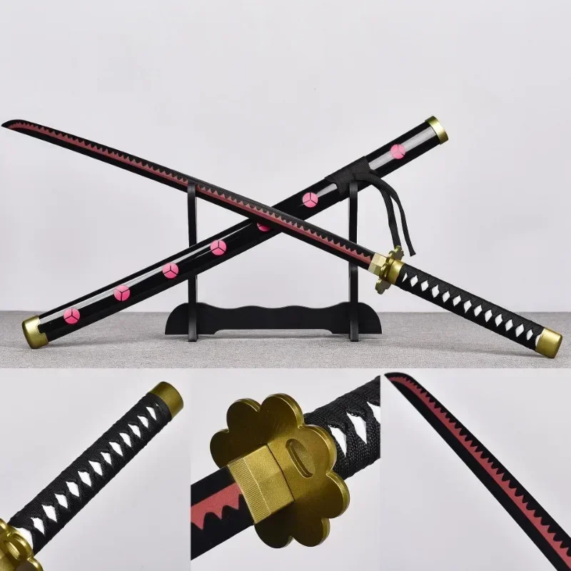 Espada Roronoa Zoro Katana, hoja Ninja de madera, lejía, tamaño Real, Anime japonés, espada samurái Katana, accesorio de Cosplay, decoración del hogar