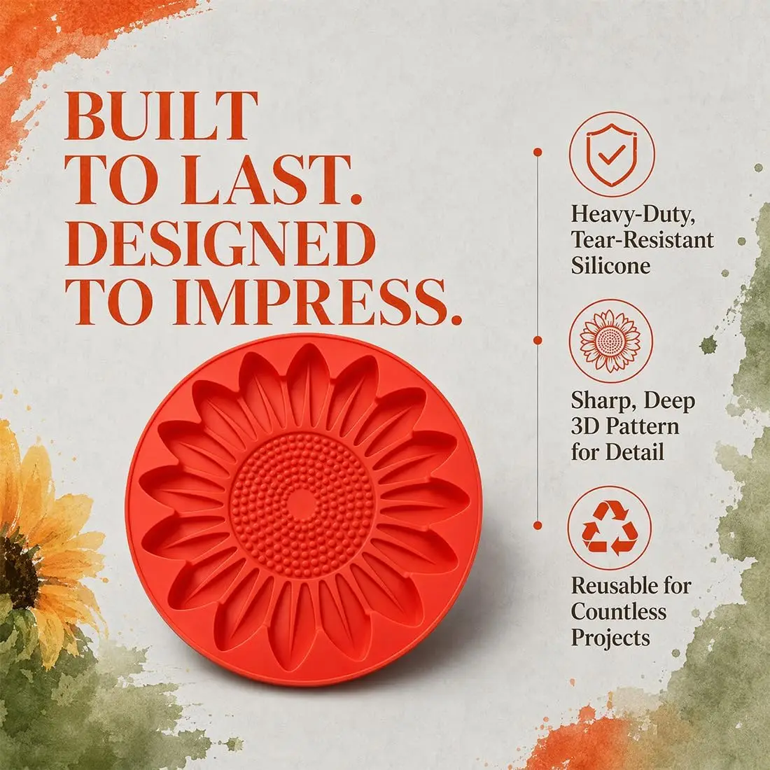 Molde Reutilizable de Concreto con Forma de Girasol para Caminos, Molde de 15.7 Pulgadas para Pavimentar Jardines, Patios y Céspedes