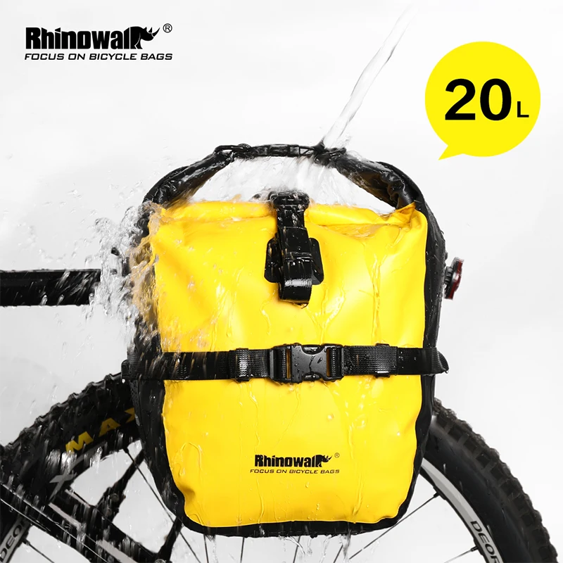 Rhinowalk-Bolsa de alforja para bicicleta de 7L-15L, 100% impermeable, portaequipajes delantero, portaequipajes trasero para bicicleta, accesorios para bicicleta de montaña