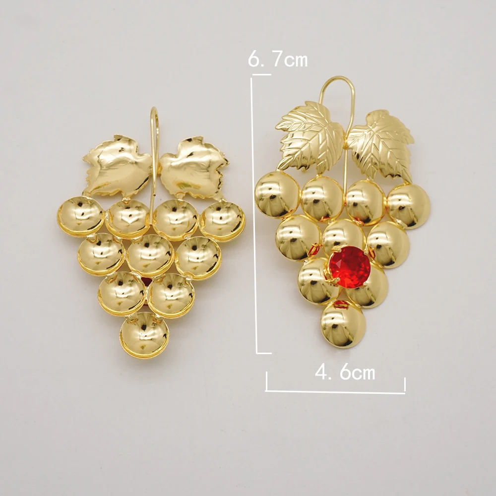 Pendientes bohemios de moda para mujer, aretes de gota de uva, pendientes africanos, pendientes de gota de cobre de Color dorado de fruta para mujer, regalo de fiesta de boda