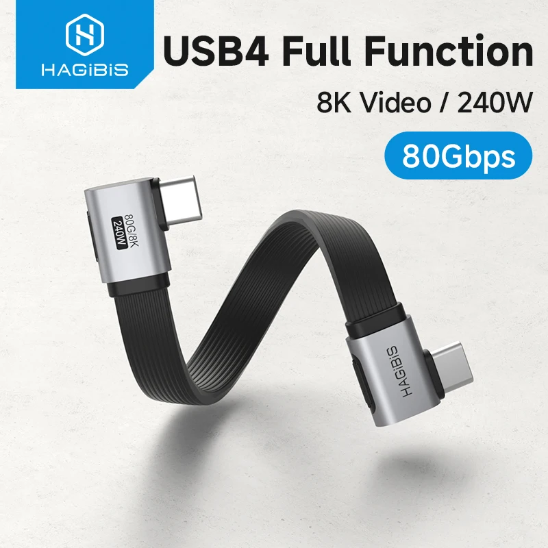 Hagibis Cable USB C a USB C corto ángulo recto de 90 grados tipo C Cable de carga rápida en forma de L para iPhone 17 Laptop Switch Samsung