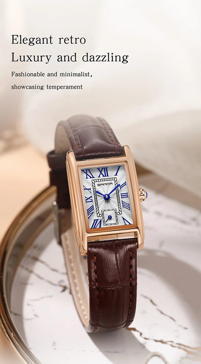 Sanda 1116 nueva moda 2023 diseño elegante esfera rectangular resistente al agua movimiento de cuarzo mujeres de negocios reloj de pulsera analógico