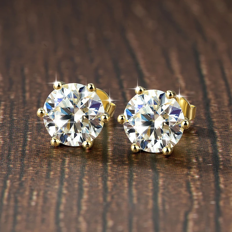 Pendientes de moissanita de color D de 0,5 a 3 quilates, pendientes de diamantes de imitación creados en laboratorio rellenos de oro de 14k para mujeres, joyería para niñas