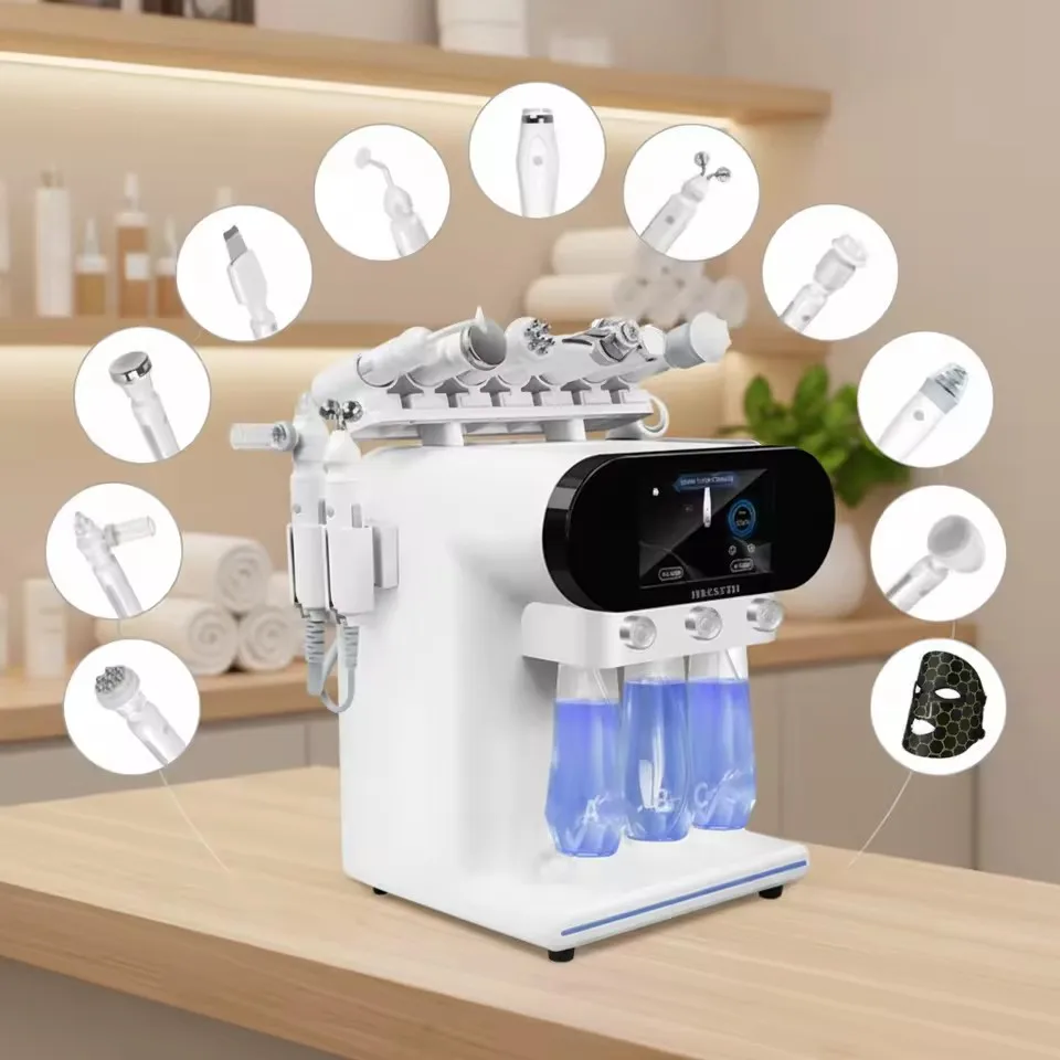 Nueva Tecnología, Máquina Facial Hydra Beauty 11 en 1 con Mango de Succión y Rotación Vortex 360, Portátil, Eliminación de Puntos Negros