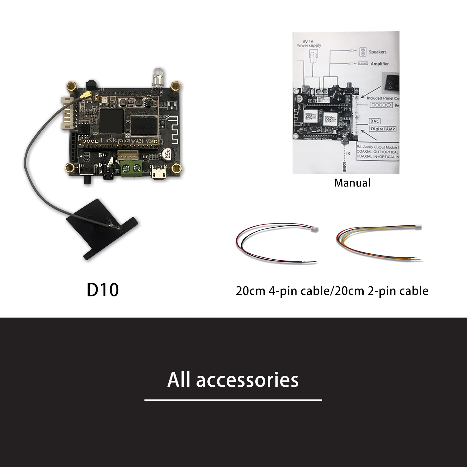D10 WiFi y Bluetooth 5,0 Audio recibir módulo Bluetooth I2S salida analógica ESS9023 placa de salida con Airplay DLNA Wifi Audio