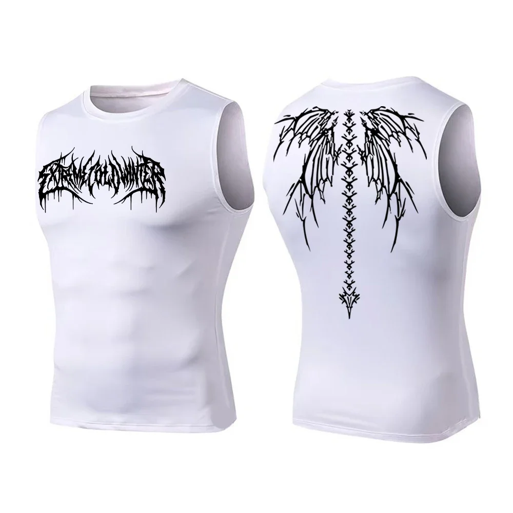 Camiseta de compresión Y2K para hombre, Top de entrenamiento, medias deportivas de verano, camiseta sin mangas para correr, camiseta sin mangas de secado rápido para Fitness, chaleco ajustado