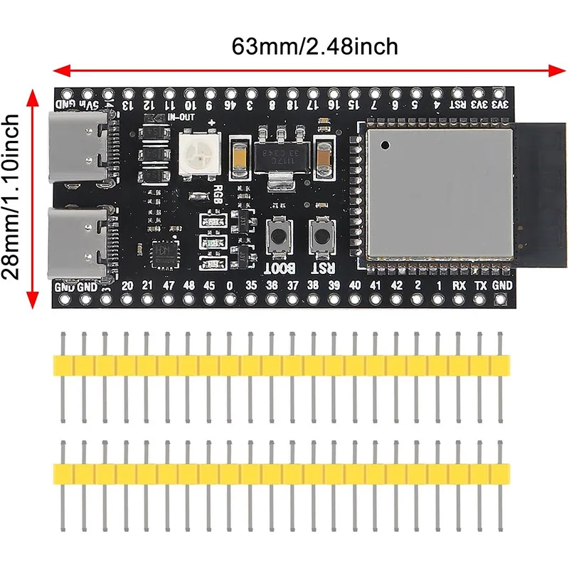 ESP32-S3-DevKitC-1 ESP32-S3 N8R2 N16R8 WiFi Bluetooth compatible BLE 5,0 Placa de desarrollo de malla ESP32 módulo inalámbrico