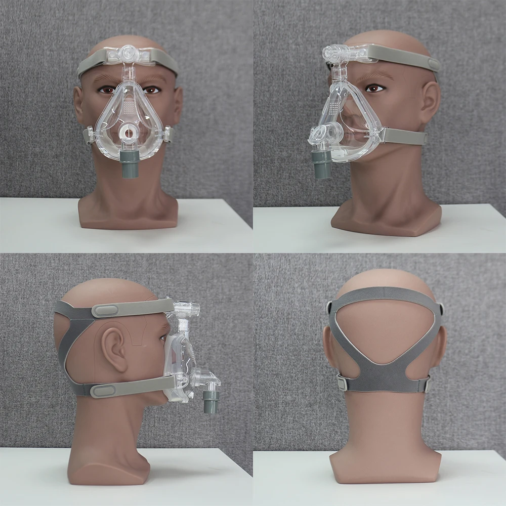 RESOXY CPAP Mascarilla facial completa Auto BiPAP CPAP Mascarilla bucal de silicona médica Mascarilla facial completa con casco para apnea del sueño ronquidos
