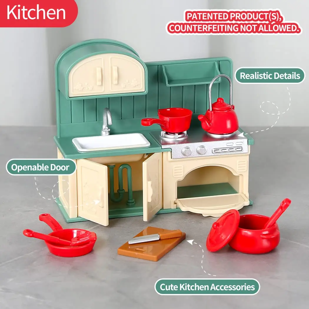 Casa de muñecas 1:12, muebles en miniatura, cocina, juguete, mesa de comedor, accesorios para casa de muñecas, dormitorio Montessori, baño para regalo de niña