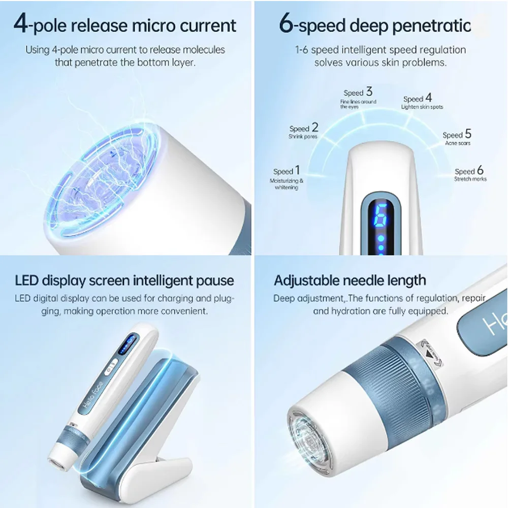 Hidrapen H5 Original con Microagujas y Dispositivo de Infusión de Mesoterapia con Microcorriente EMS de 4 Polos para Reparación de la Piel