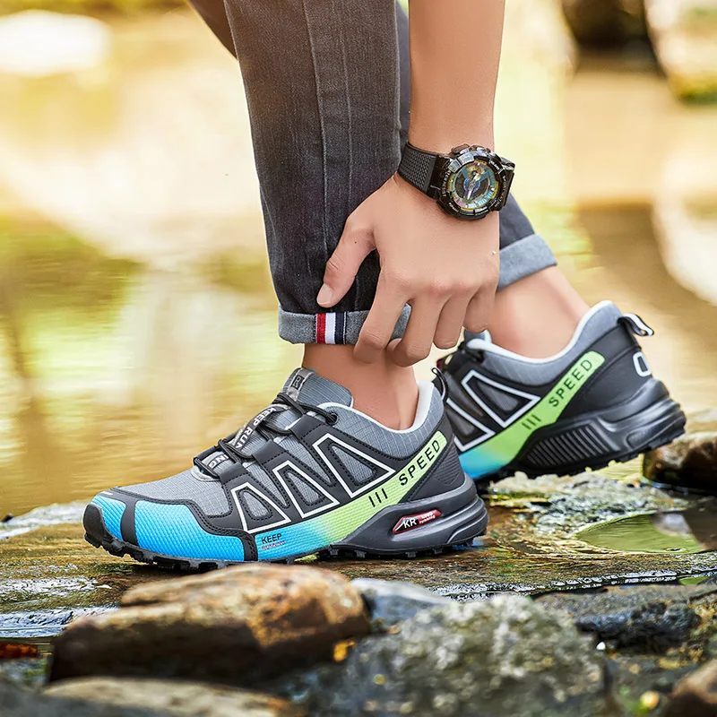 Zapatos de senderismo para hombre, zapatos de entrenamiento tácticos antideslizantes con suela de goma para exteriores, zapatos deportivos ligeros y cómodos para senderismo y viajes
