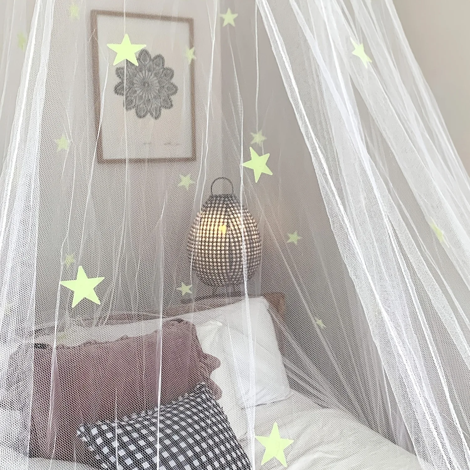 Mosquitera Luminosa Tipo Domo para Cama Infantil, Plegable, con Estrellas Adhesivas, Mosquitera Colgante para Cuna de Bebé, Mosquitera de Princesa