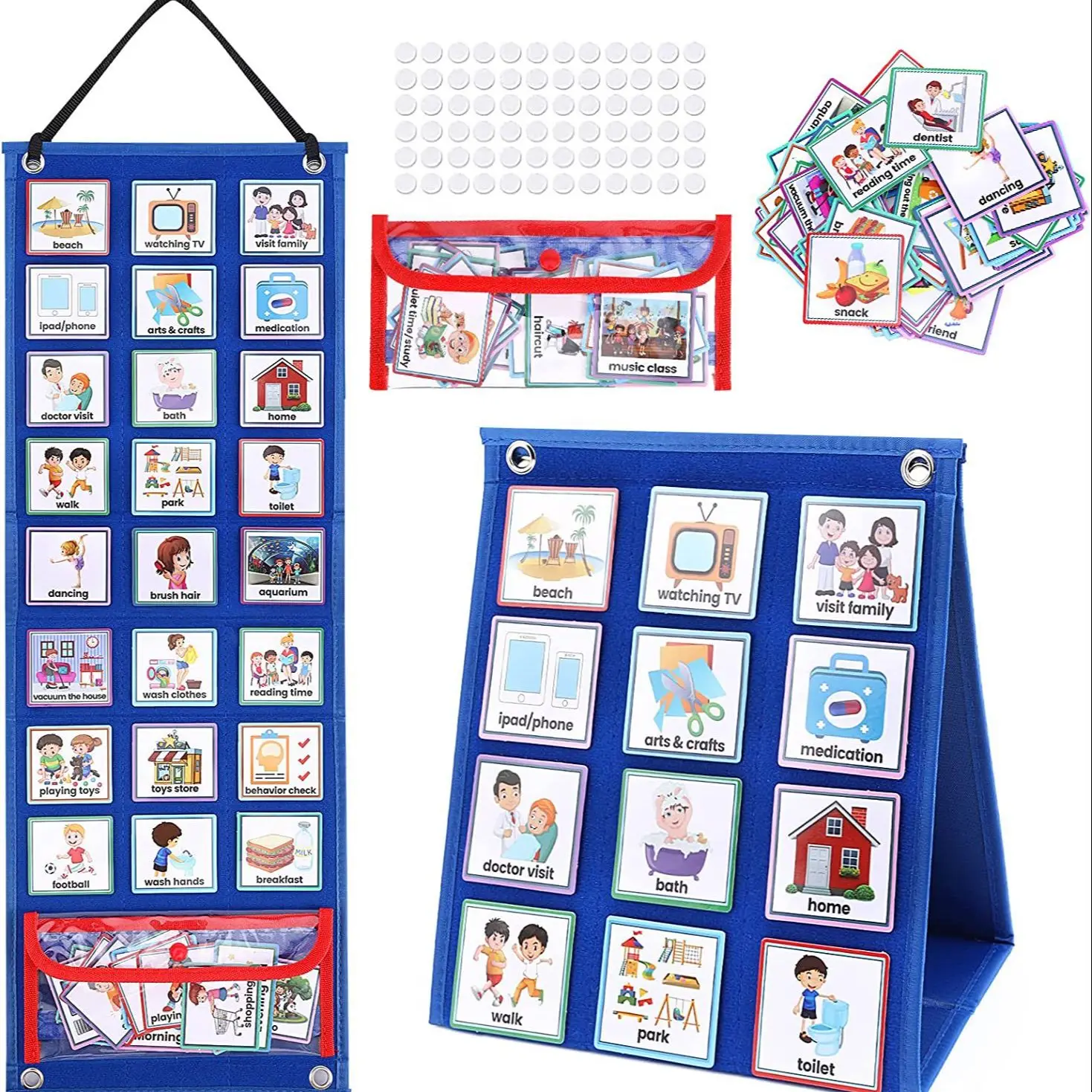 Horario Visual para niños, tabla de rutina diaria con 70 tarjetas, calendario de bolsillo, herramienta de aprendizaje de autismo, juguetes escolares