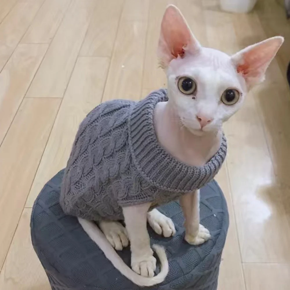Suéter Cálido de Punto para Gatos Sphynx, Ropa de Invierno para Mascotas, Ropa para Gatos, Katten, Kedi, Gatitos, Cachorros, Pullovers, Ropa Para Gatos