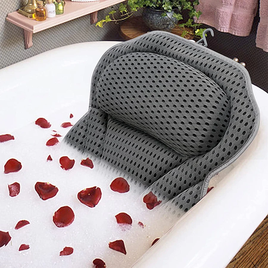 Almohada de baño, almohada para bañera, soporte para el cuello y la espalda, cojín de Spa de malla transpirable 3D ultrasuave, reposacabezas, accesorios de baño, regalos