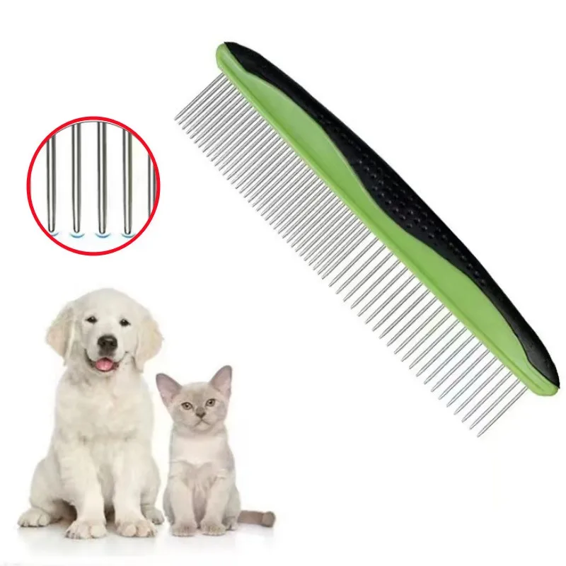 Peine portátil de acero inoxidable para perros, cepillo para perros, peine para perros, nudo de pelo, masaje de apertura, cepillo para gatos, aseo de mascotas, Herramientas de limpieza