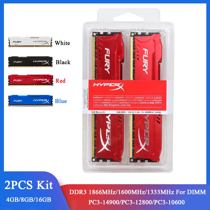 Memoria DDR3 8GB (2x4GB) 16GB (2x8GB) Kit RAM 1866MHz 1600MHz 1333MHz RAM de escritorio 240 pines 1,5V DIMM PC3-12800 14900 Fury RAM