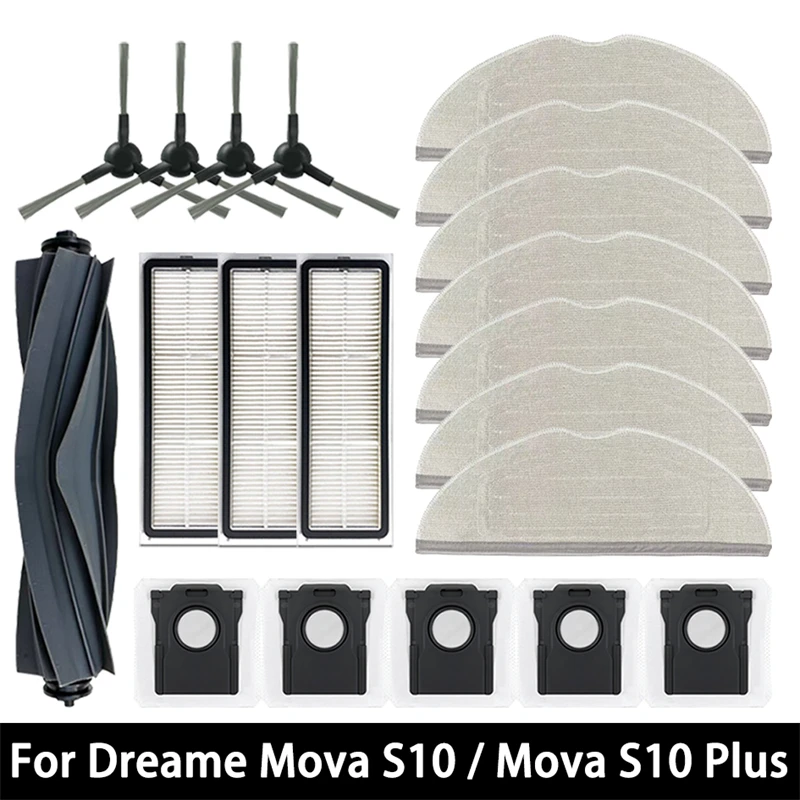 Accesorios para Robot Aspirador Dreame Mova S10 / Mova S10 Plus: Bolsas para Polvo, Mopa, Cepillos Laterales, Paños, Filtros HEPA, Repuestos