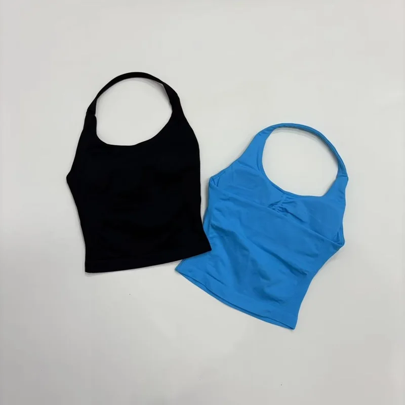 Top Deportivo Halter para Mujer, Sin Costuras, para Yoga, Pilates, Fitness, Entrenamiento, Running, Gimnasio, Transpirable