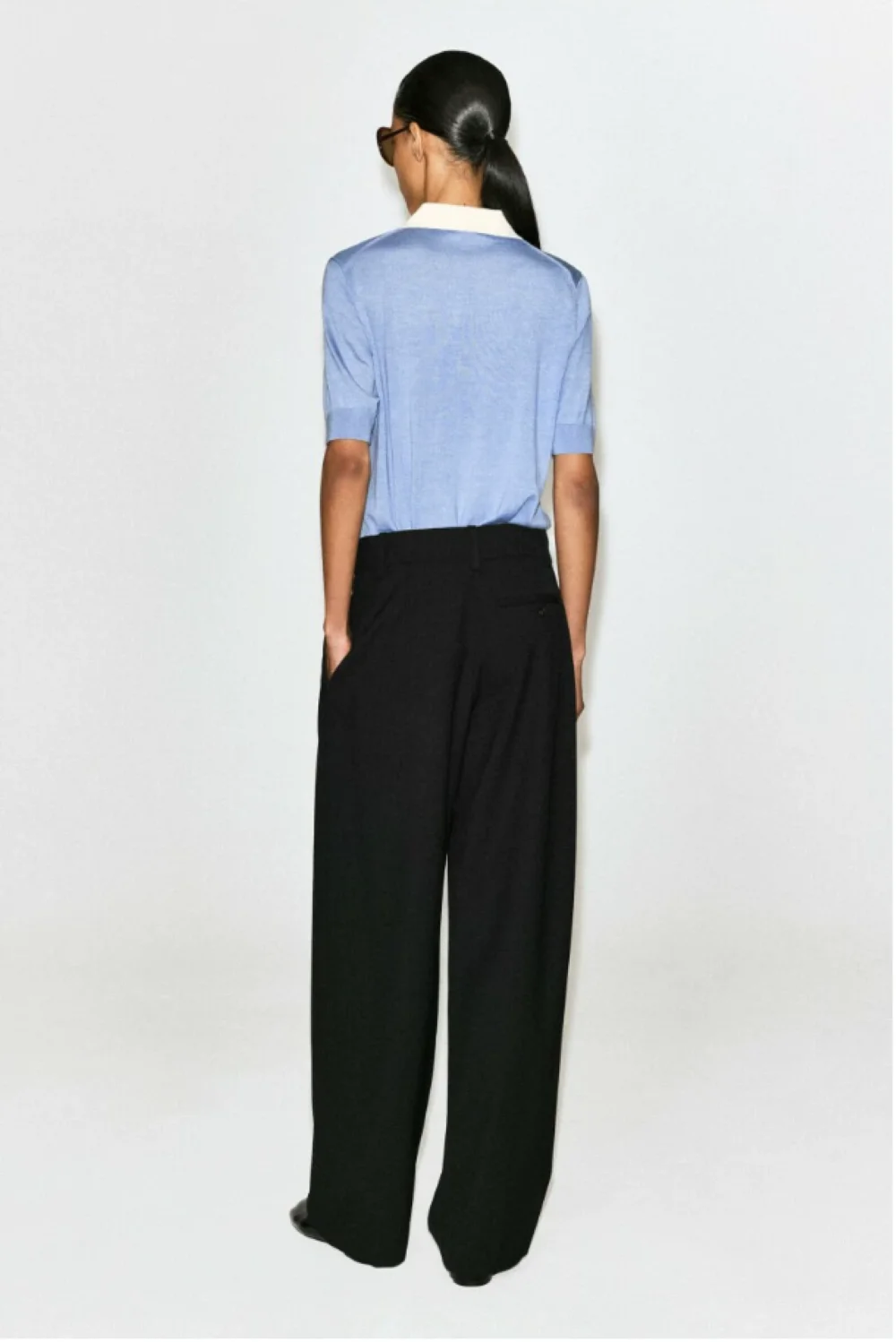 XIMIAN APPAREL 2026 traf cos Otoño Nuevo Estilo de Camiseta Polo de Punto Azul para Mujer - Top de Estilo Sencillo