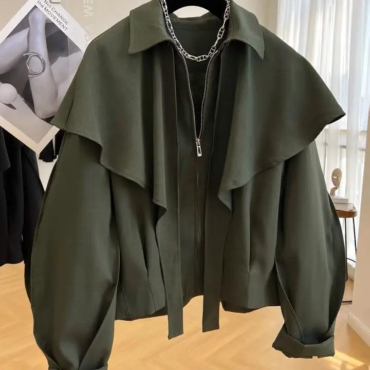 Capa de moda coreana, chaqueta informal para mujer Dongdaemun 2025, abrigos cortos para mujer, chaquetas pesadas, cárdigan de invierno de tendencia, Tops nuevos
