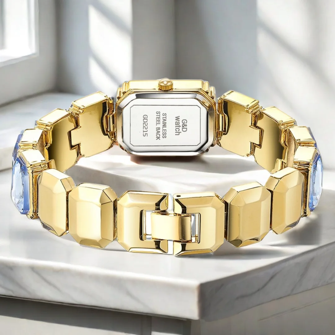 Reloj de Cuarzo con Esfera Cuadrada Dorada Pequeña para Mujer, Reloj de Pulsera de Lujo con Diamantes, Reloj de Moda para Mujer, Relojes para Damas