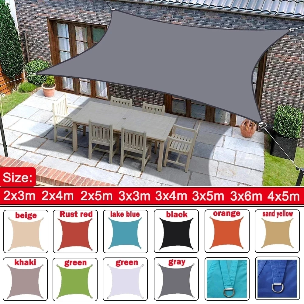 Parasol grande impermeable de 6x4m, protección contra el sol, dosel para exteriores, jardín, Patio, piscina, toldo de vela, sombra de Camping