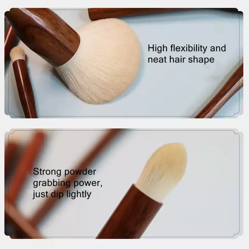 Juego de brochas de maquillaje de sándalo, 10 Uds., colorete en polvo, base, licuadora, esculpir sombra de ojos, brocha de maquillaje de belleza profesional
