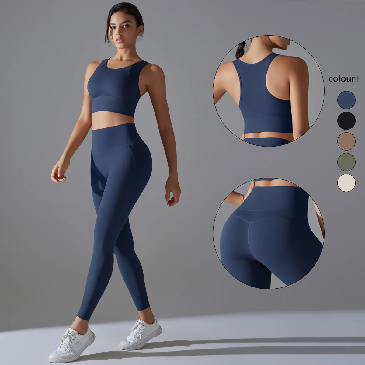 Conjunto de Yoga para Mujer, Traje Deportivo, Top Corto, Sujetador Deportivo a Prueba de Impactos, Pantalones para Yoga, Gimnasio y Running, Ropa Deportiva para Fitness y Yoga