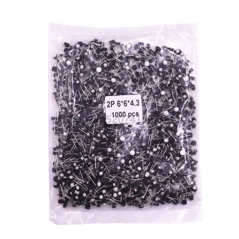 1000 Uds 6x6x5mm 2 pines 6x6x4,3mm interruptor táctil Micro botón táctil momentáneo interruptor teclas redondas 6*6*5mm 6*6*4,3mm