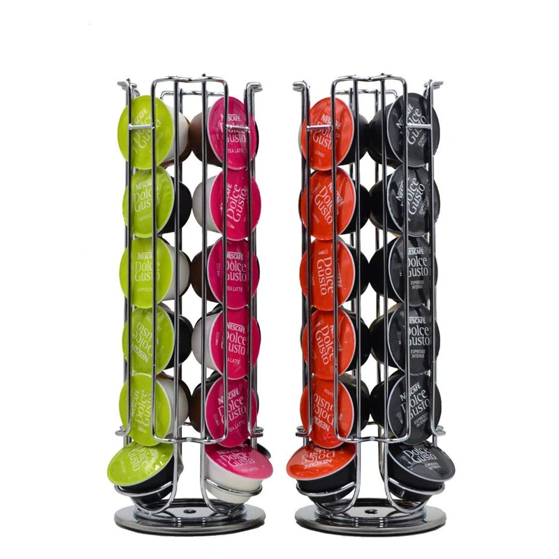 LMETJMA rotación de 360 grados 24 Dolce Gusto soporte para cápsulas de café soporte para cápsulas de café estante de almacenamiento para cápsulas de café JT222