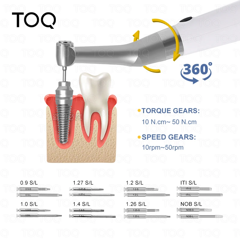 Llave eléctrica de torsión para implante Dental portátil, herramientas de reparación de implantes universales para odontología con tornillos de 16 Uds.
