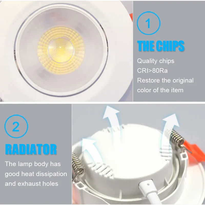 Luz LED empotrada en el techo, focos de luz de techo con ángulo ajustable, 3W, 5W, 7W, 9W, 12W, iluminación interior giratoria AC220V 110V