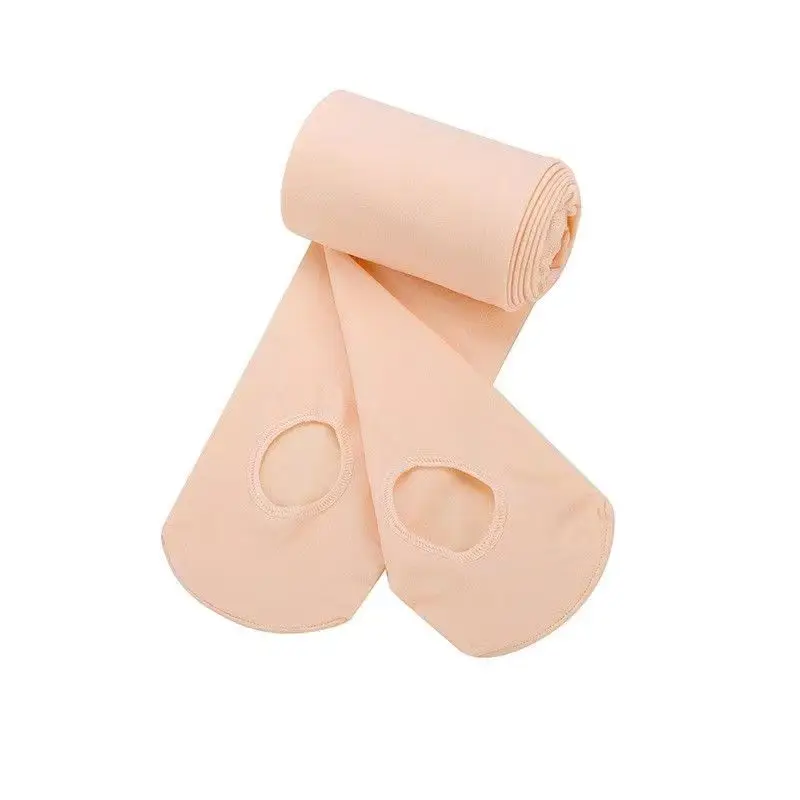 TOVEKIN Pantimedias Profesionales de Ballet para Niñas y Adultas, Leggings Blancos para Danza con Orificio, Medias Negras