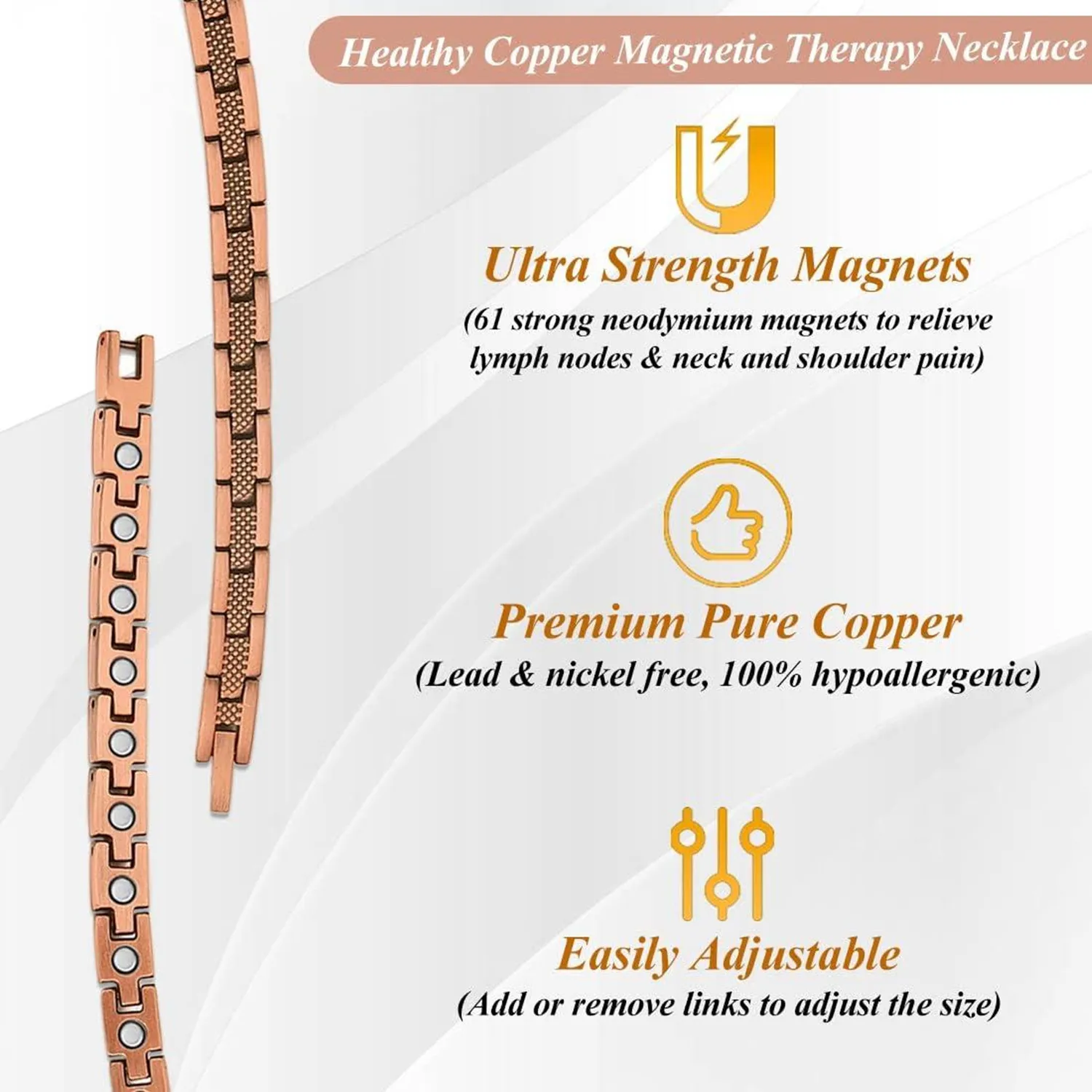 ARADOO Serpentine-Collar de cobre puro con diseño de lujo para hombres y mujeres, Collar Premium, regalos de joyería
