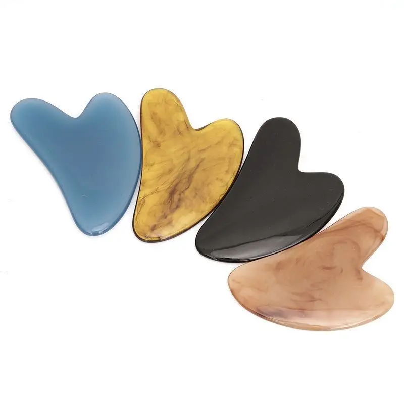 Tabla de Gua Sha de Resina, Raspador de Masaje Facial, Masajeador Facial en Forma de Corazón, Herramienta Portátil para el Cuidado de la Piel