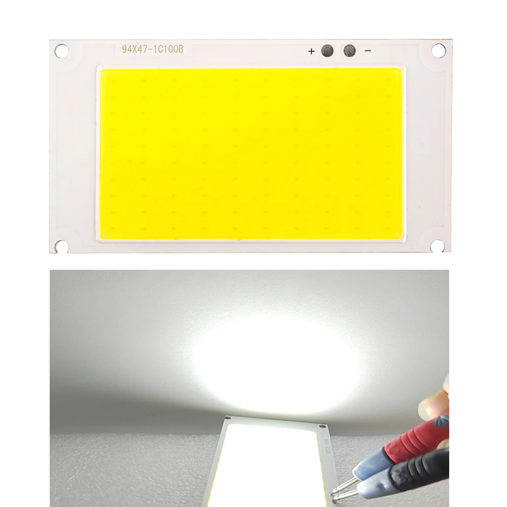 94*47mm Ultra brillante 50W DC 3V 3,7 V COB fuente de luz LED Chip a bordo blanco frío para lámparas de trabajo DIY