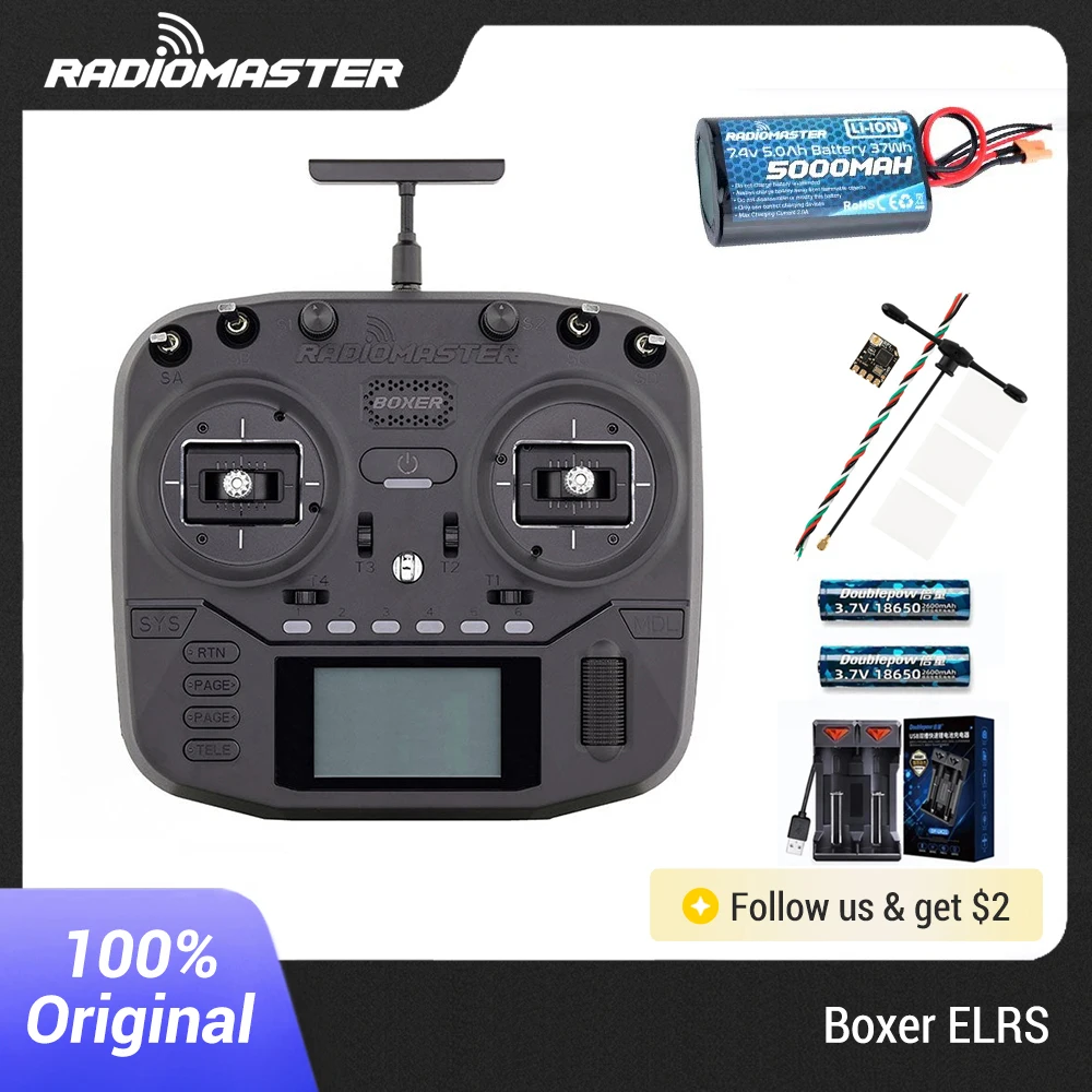 Controlador de Radio RADIOMASTER Boxer M2 FCC/LBT 4 en 1 ELRS 2,4G 16 canales transmisor de cardán Hall EdgeTX para Dron FPV