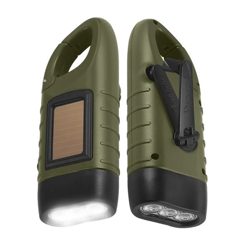 Linterna LED con manivela, equipo de supervivencia recargable con energía Solar, linterna de carga autoalimentada, Dinamo para pesca, canotaje y senderismo