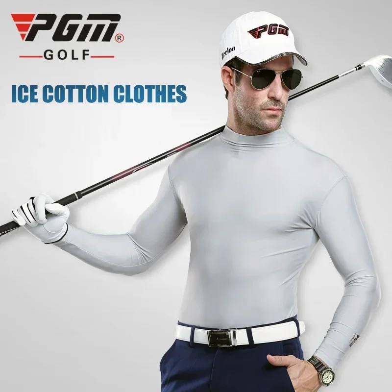 PGM-Camiseta de Golf con protección solar para hombre, ropa interior de manga larga, camisetas de seda helada refrescantes, ropa suave Anti-UV para hombre YF202