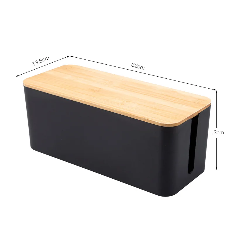 Caja de almacenamiento de enchufe a prueba de polvo de alta calidad, cubierta de imitación de teca, administrador de cables, enchufe de ordenador, caja de almacenamiento 1PC