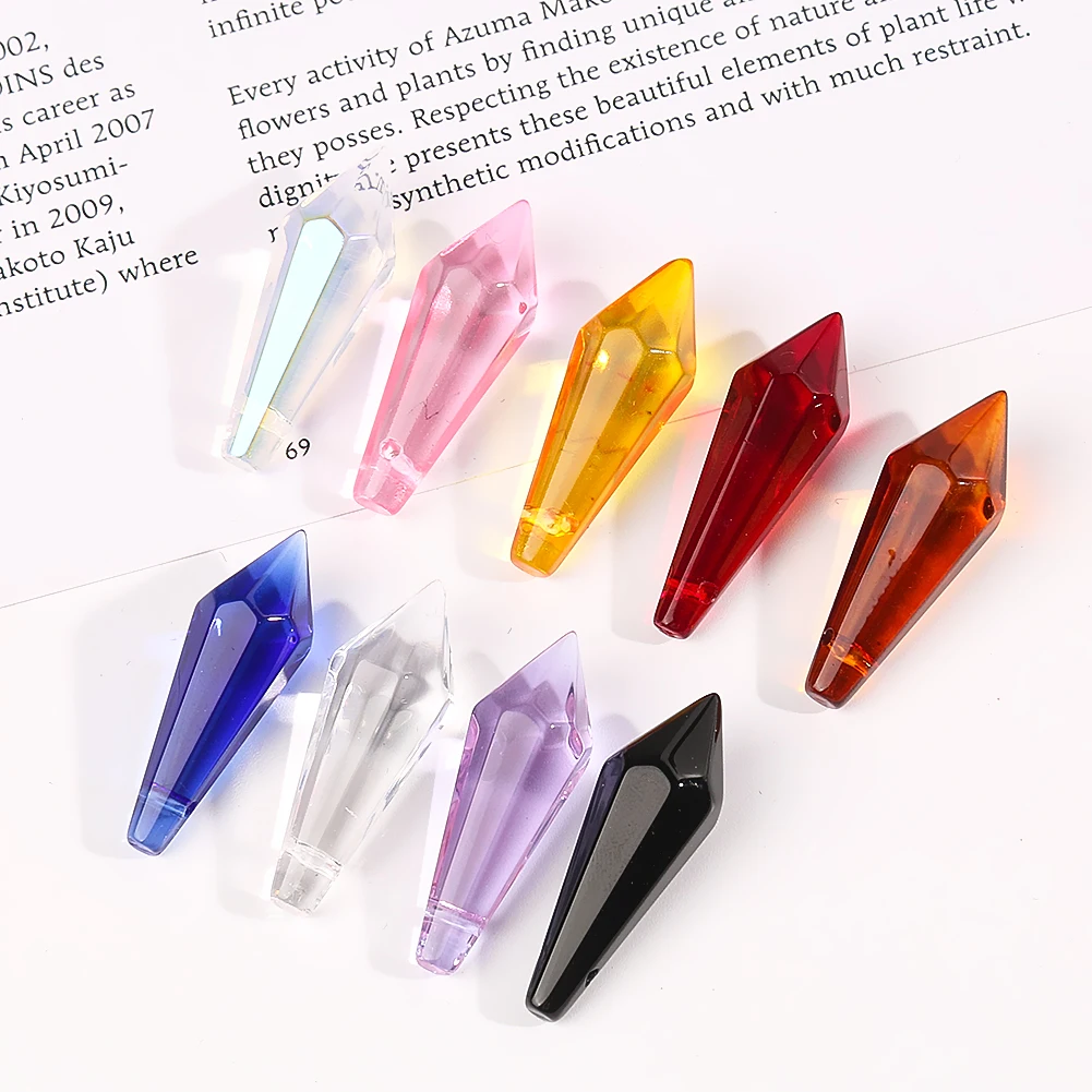 10 Uds. De cuentas puntiagudas de cristal coloridas, lámpara de cristales, colgante de prismas, atrapasoles, decoración colgante para fiesta de boda y hogar DIY